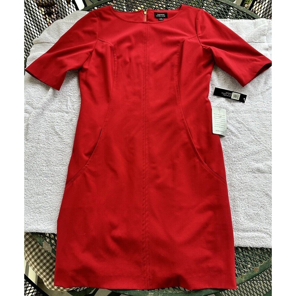 T Tahari Red Midi Dress